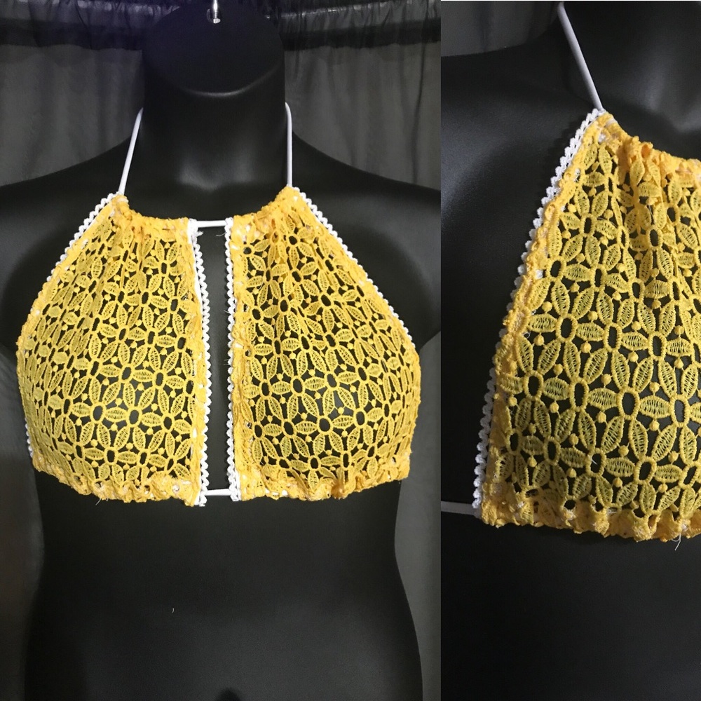 Yellow floral halter top